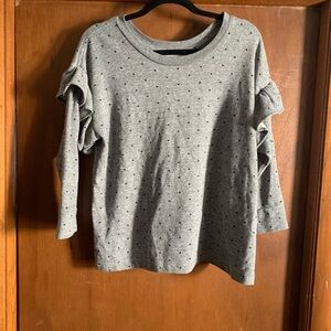Current/Elliott Gray Polka Dot Ruffle Sleeve Top